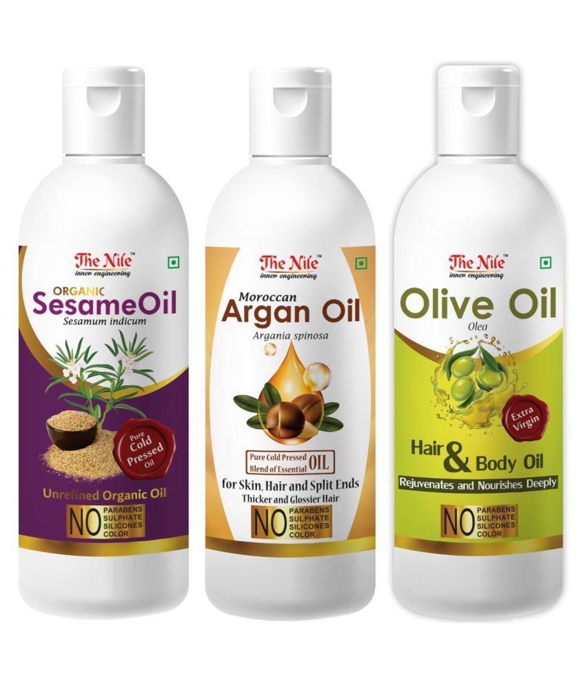     			The Nile Sesame Oil 100 Ml + Argan 100 ML + Olive Oil 100 ML 300 mL Pack of 3