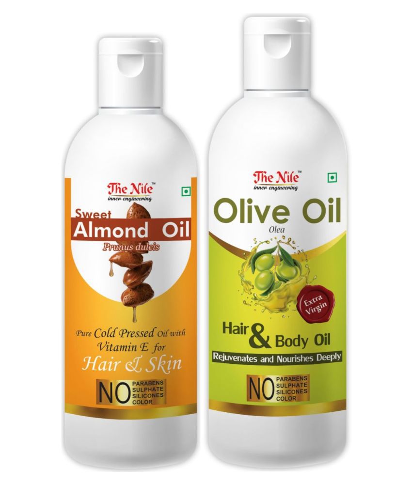     			The Nile Sweet Almond 100 ML + Olive Oil 200 ML Hair Oils 300 mL Pack of 2