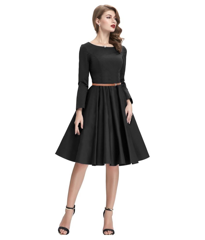 SAIRAJ FASHION Crepe Black Fit And Flare Dress - Buy SAIRAJ FASHION ...