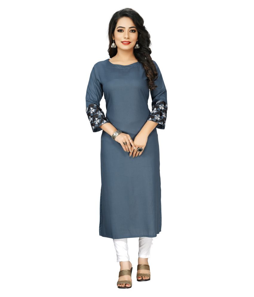     			Prettify Grey Rayon Straight Kurti