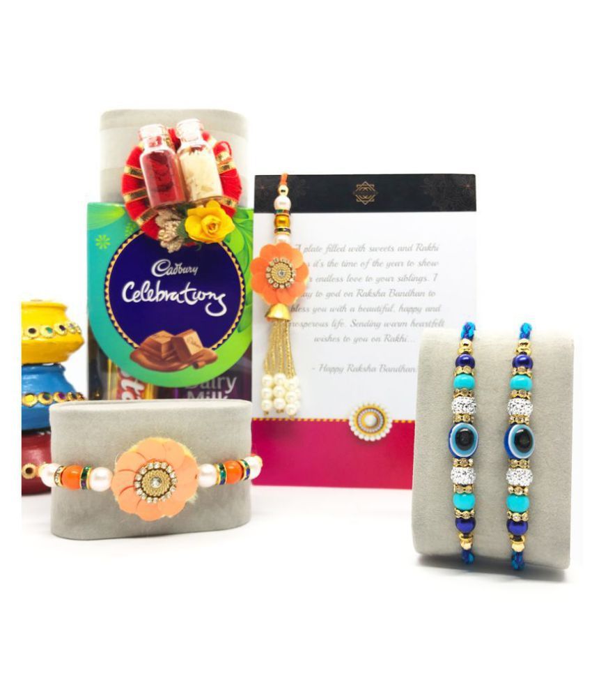 Bhaiya Bhabhi Lumba Rakhi Combo with Chocolates, Greeting ...