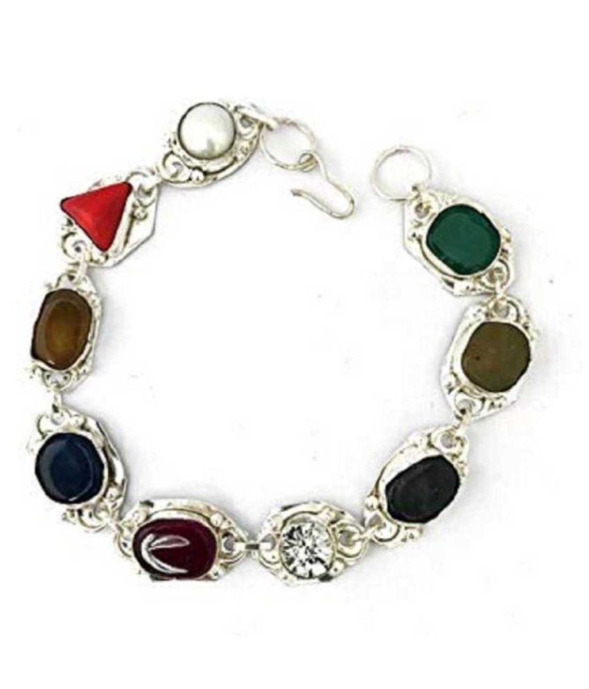Shyamkripa Gems Navratna Bracelet Silver Bracelet Real Navarathan Stone Bracelets 9 Gem Stone Navgrah Bracelet Multicolor Bracelet Bangles Armlets Anklets For Astrological Purpose For Men And Women Buy Shyamkripa Gems Navratna Bracelet inr