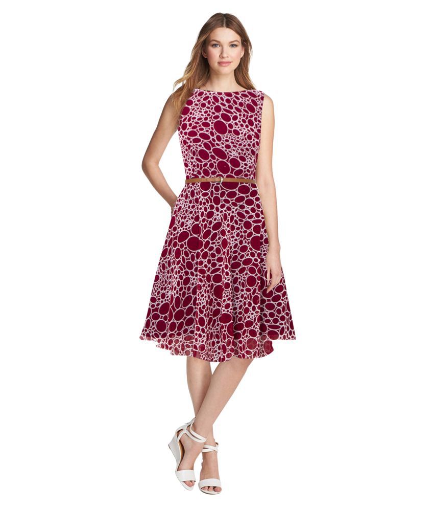 SAIRAJ FASHION Georgette Maroon Fit And Flare Dress - Buy SAIRAJ ...