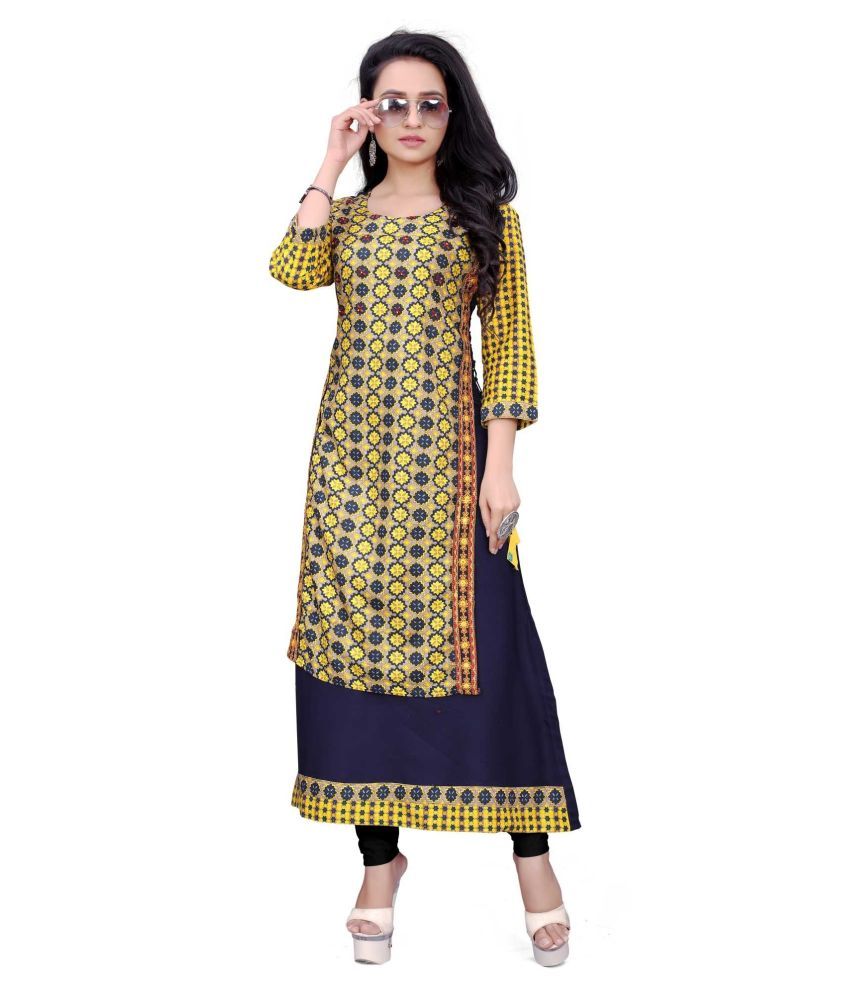     			SHREE JEE FABRICS Green Rayon A-line Kurti