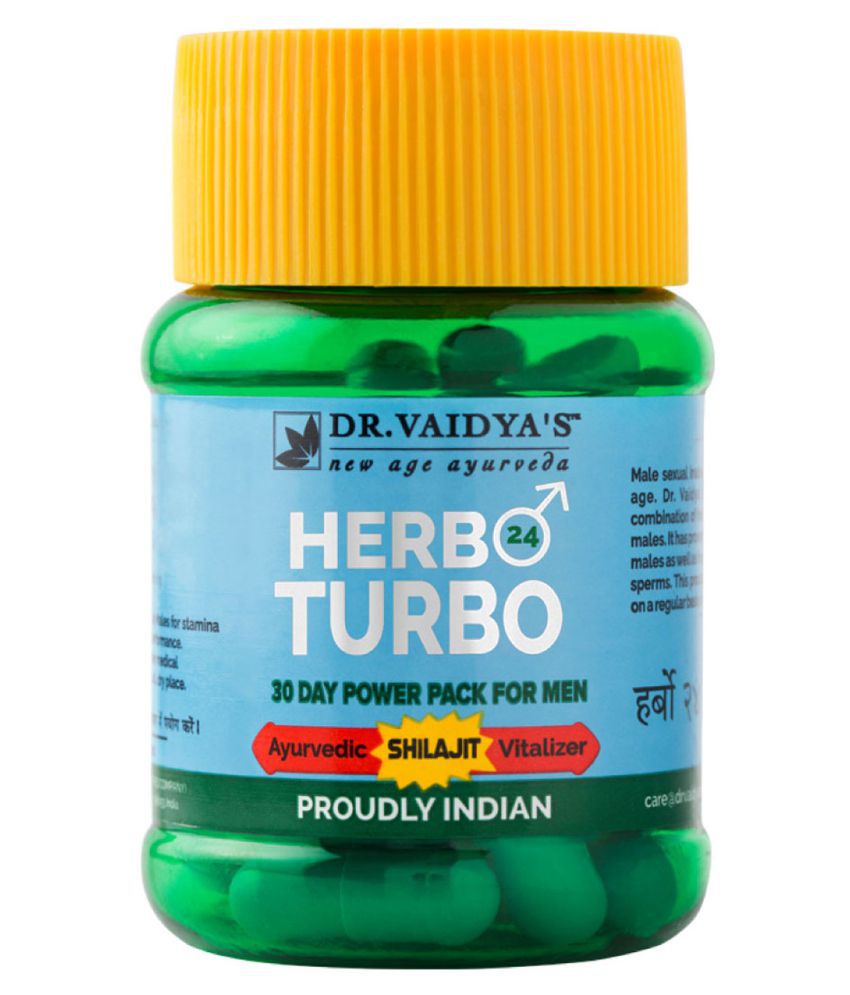 Dr Vaidya's Herbo-24-Turbo Capsules | Ayurvedic Shilajit Vitalizer |  30 Day Power Pack for Men | 30 Capsules