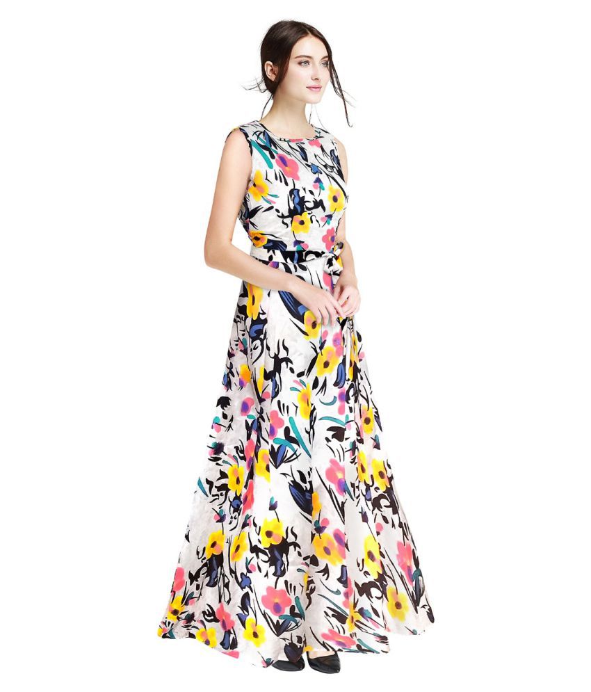 SAIRAJ FASHION Yellow Poly Silk Gown - Buy SAIRAJ FASHION Yellow Poly ...
