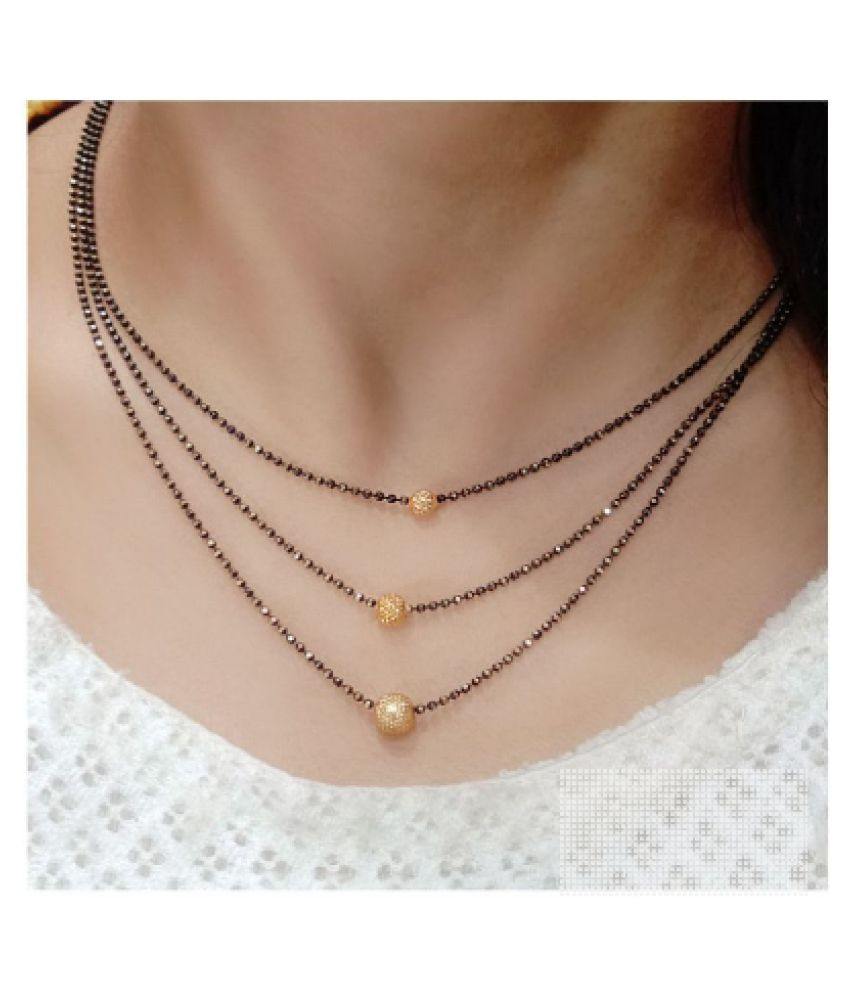 VH Designs Three Layer Black Mangalsutra For Women With Golden Balls: Buy VH Designs Three Layer 