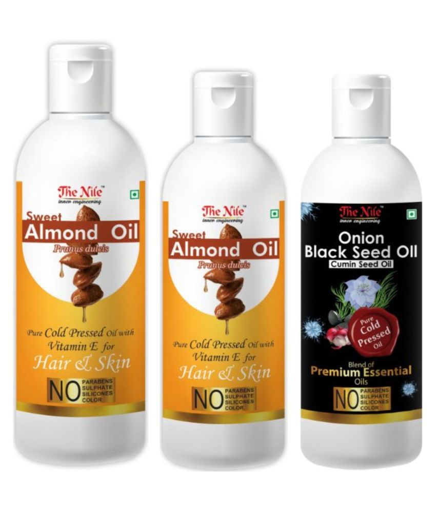     			The Nile Almond Oil 200 Ml + 100 Ml(300 ML)+Onion Blackseed Oil 100 ML 400 mL Pack of 3