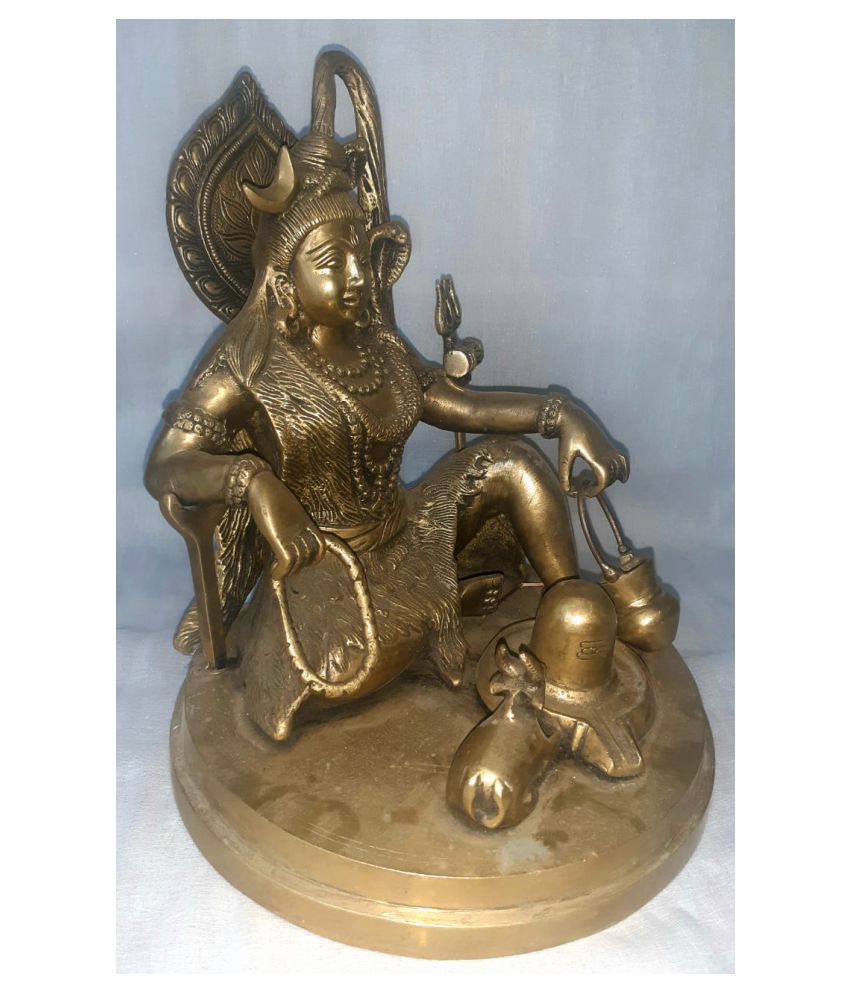 God Shiva Sitting Front Of Nandi Linga Shiva Brass Idol Buy God Shiva