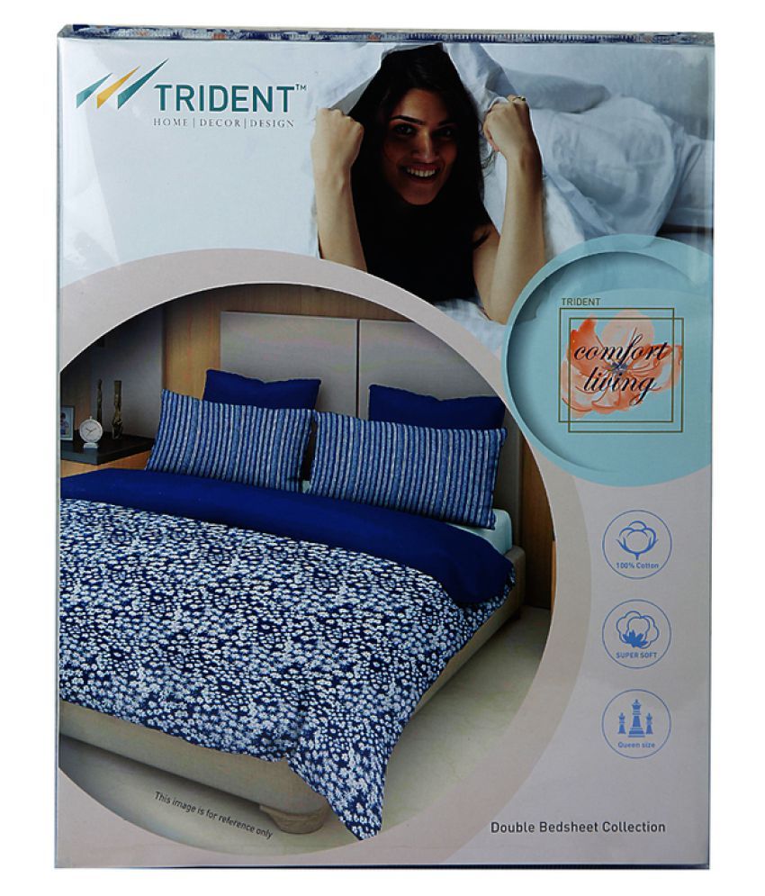Trident Cotton Double Bedsheet with 2 Pillow Covers Buy Trident