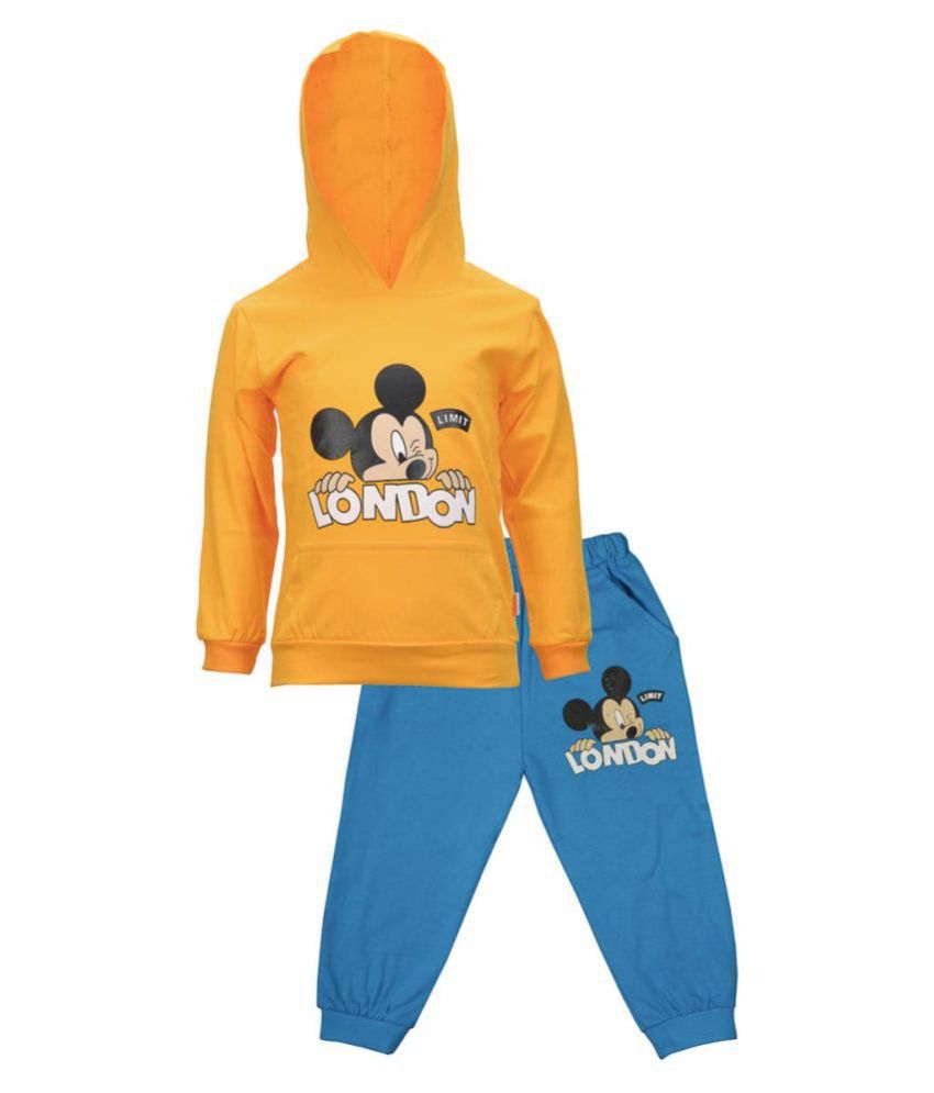     			Catcub Kids Hooded Mickey Mouse Combo Top & Pant Set (Yellow)