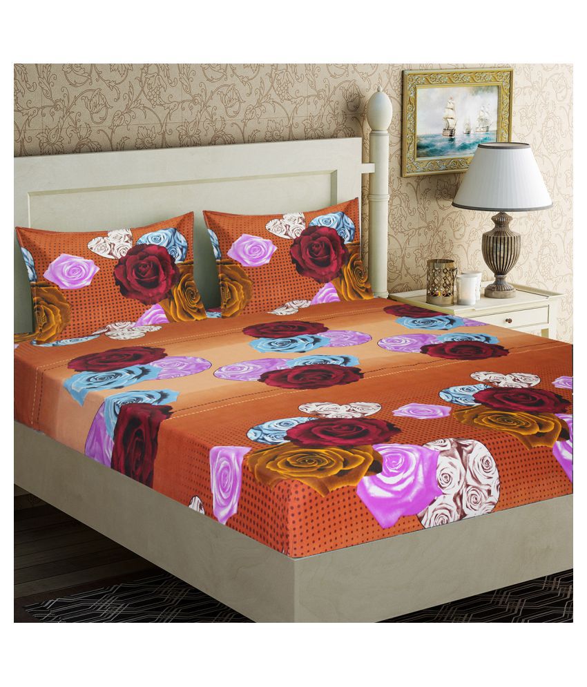     			Home Candy Microfibre 140 TC Double Bedsheet with 2 Pillow Covers ( 240 cm x 220 cm )