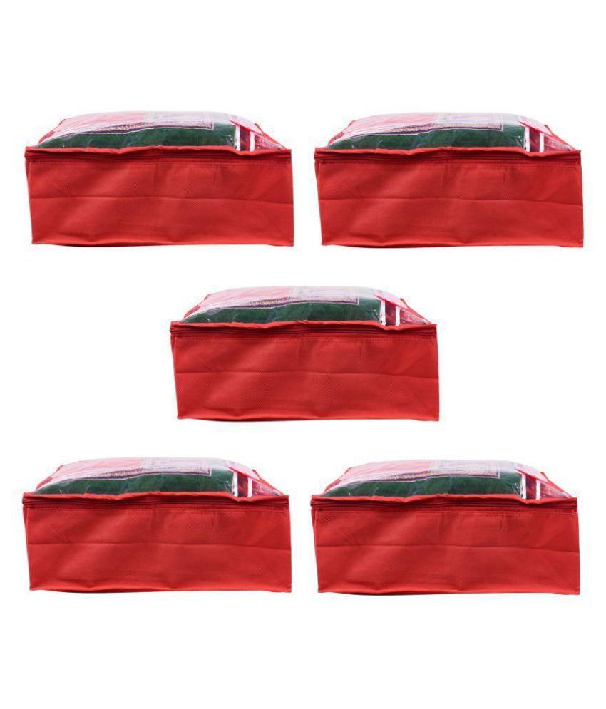     			RAJA Red Saree Covers - 5 Pcs