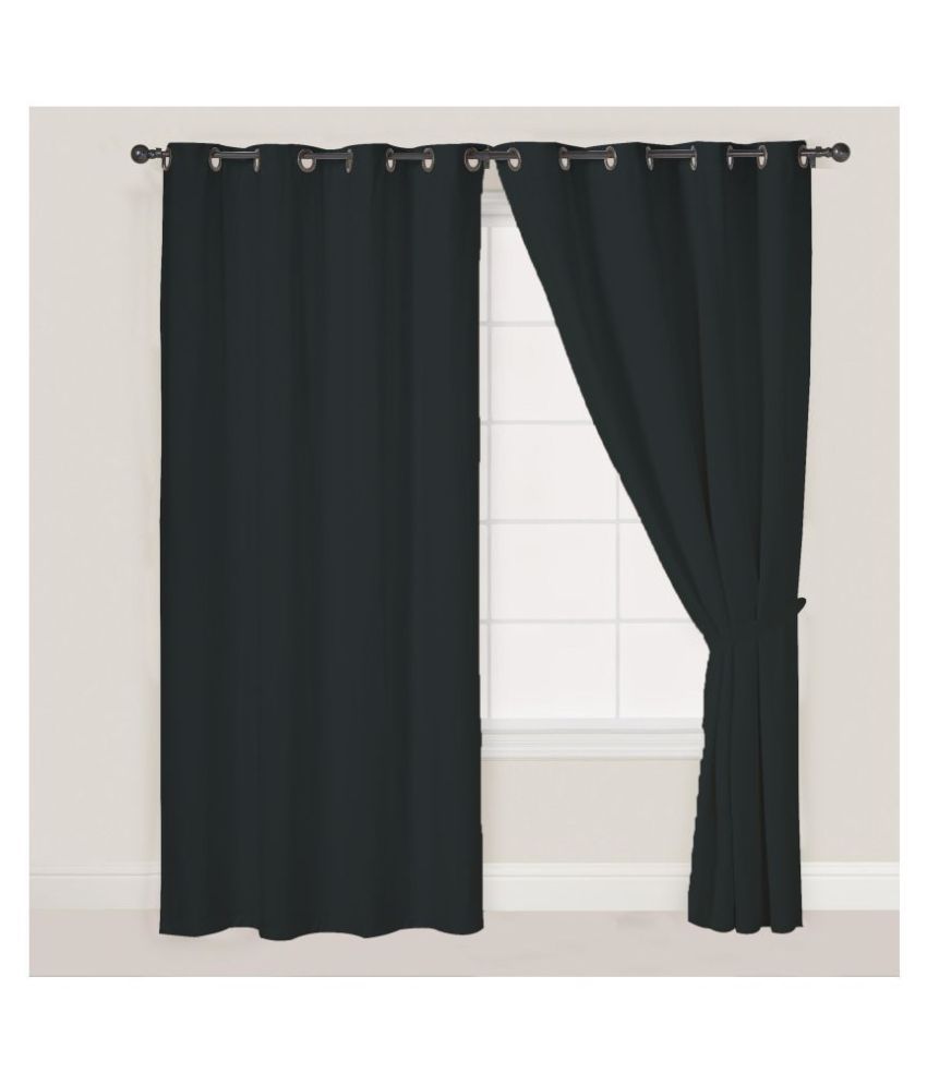     			Oasis Hometex Single Door Blackout Room Darkening Eyelet Cotton Curtains Black