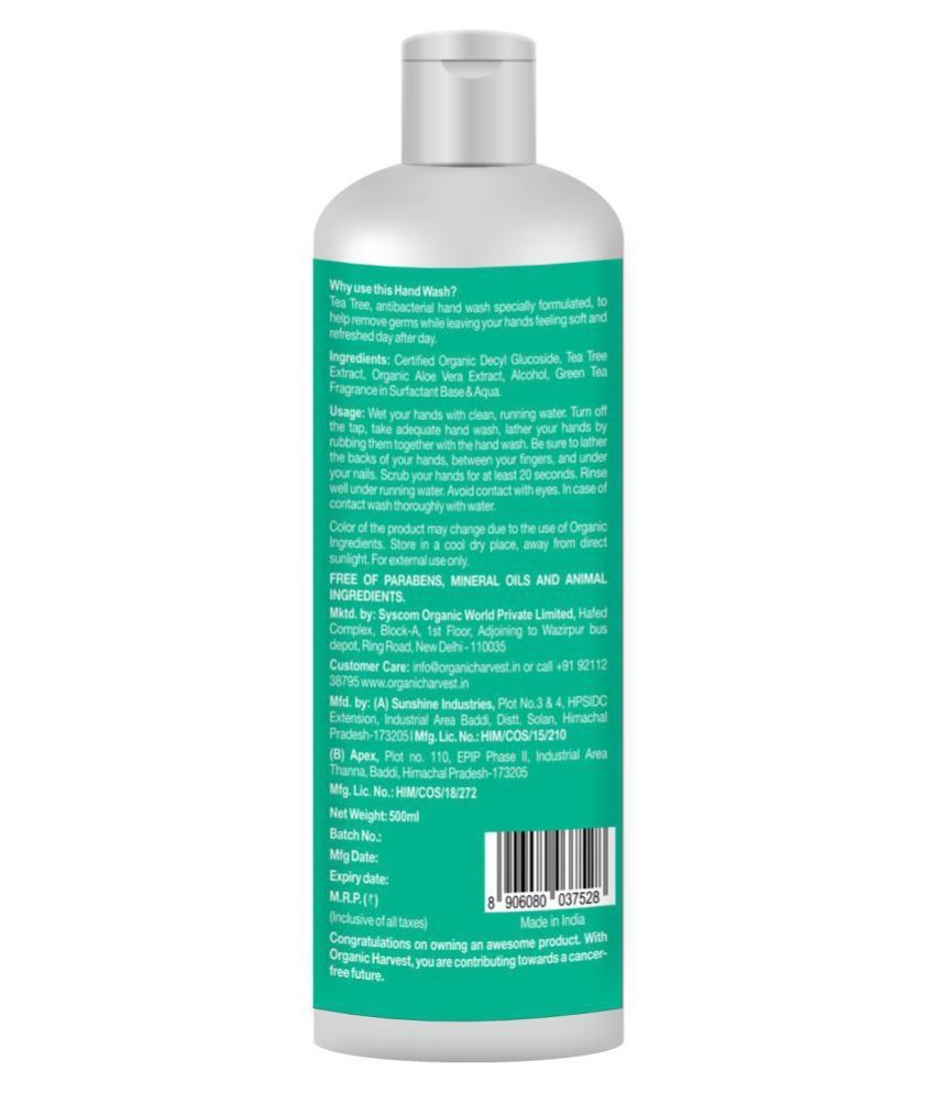 Organic Harvest Antibacterial Hand Wash 500 mL (Pack of 1) Buy