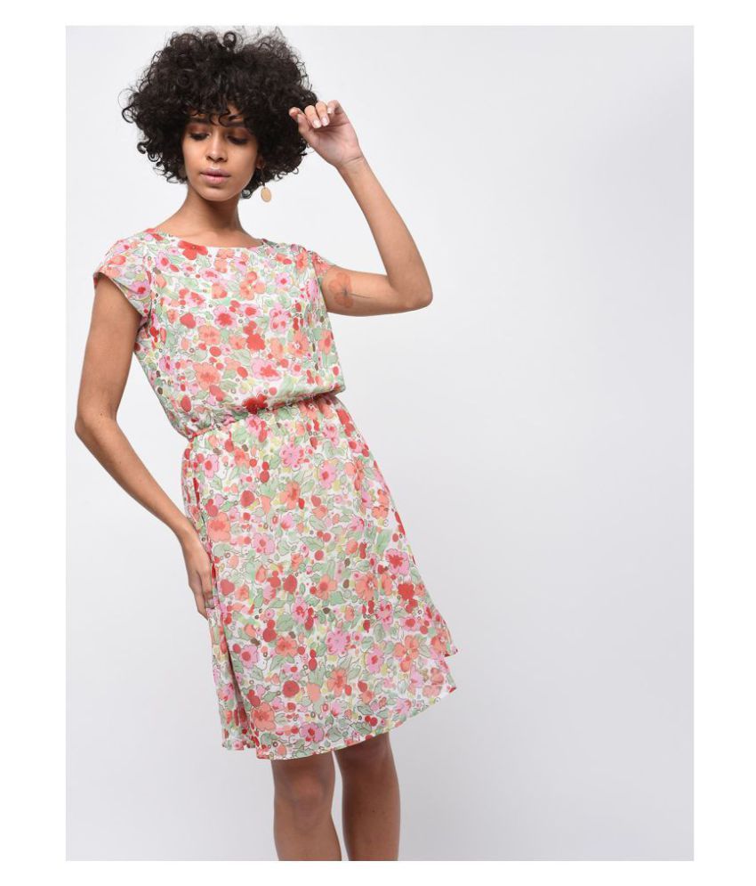 KAPOOR BROTHERS Crepe Multi Color Fit And Flare Dress