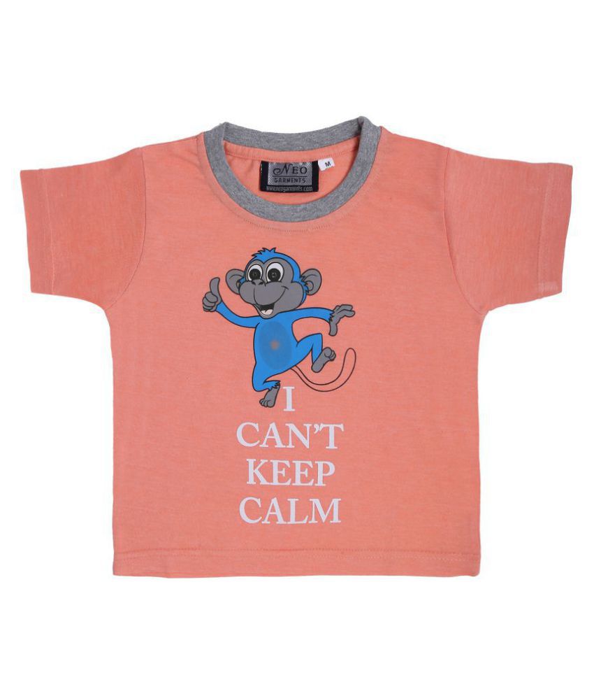 NEO GARMENTS Kid's Boys & Girls Cotton T-shirt|I CAN’T KEEP CALM|(PEACH ORANGE)|(2 years to 7 years)|