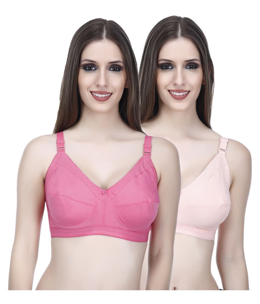     			Elina Pack of 2 Cotton Non Padded Women's T-Shirt Bra ( Multi Color )