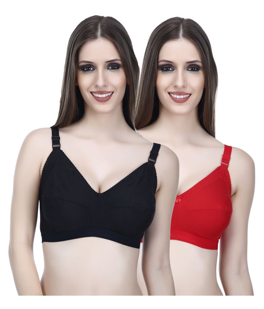     			Elina Pack of 2 Cotton Non Padded Women's T-Shirt Bra ( Multi Color )