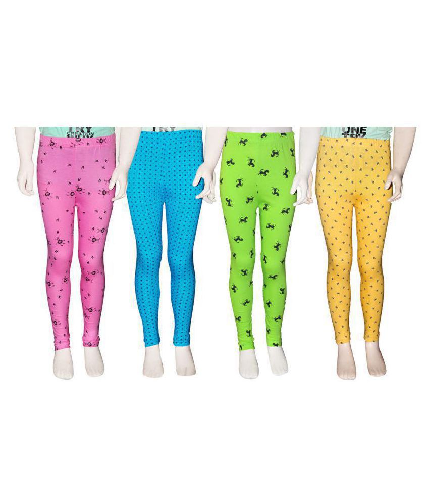     			FnMe - Baby Pink Cotton Printed Girl's Leggings ( Pack of 4 )