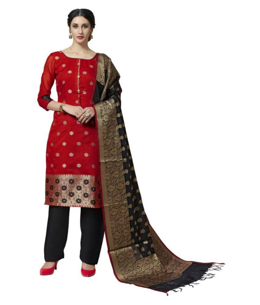 red banarasi dress