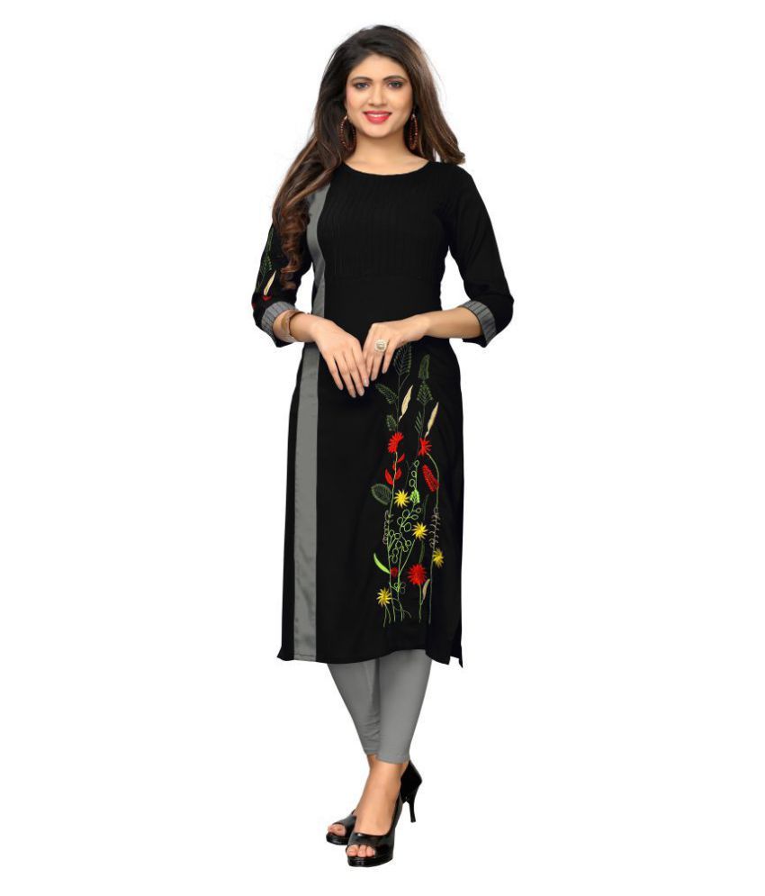     			Vbuyz - Black Rayon Women's Straight Kurti