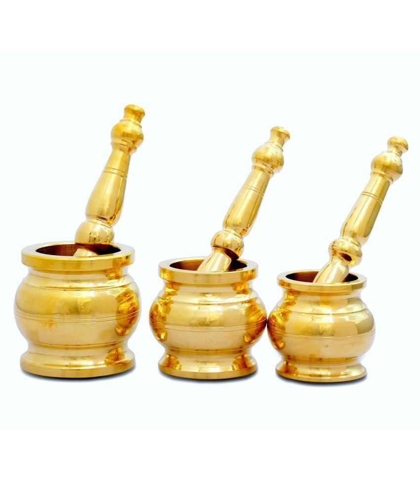 DMI's Brass Mortar and Pestle set traditionally known as Khalbatta 3