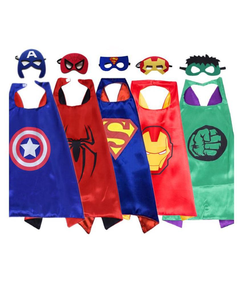     			Kaku Fancy Dresses Superhero Robe For Kids/ Superhero Cape for Kids Halloween Party - Pack of 5