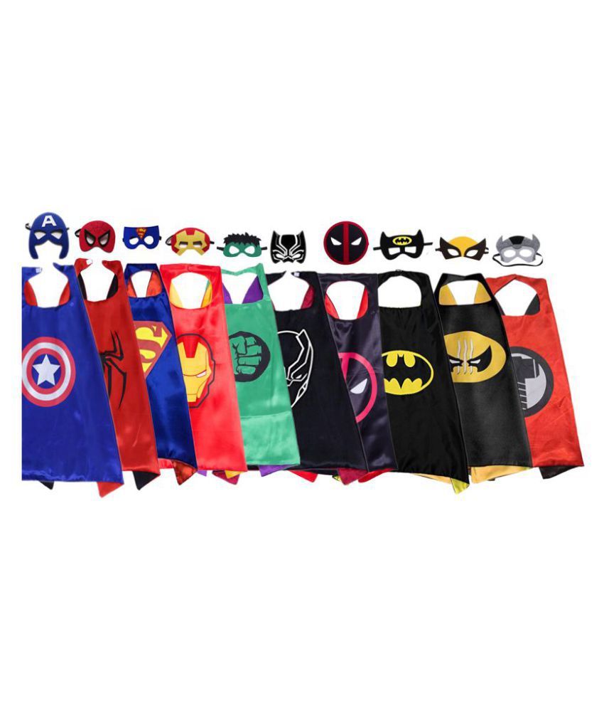     			Kaku Fancy Dresses Superhero Robe For Kids/ Superhero Cape for Kids Halloween Party - Pack of 10