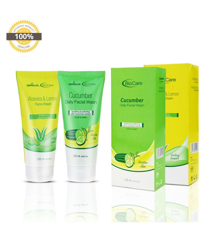     			gemblue biocare ALOEVERA + CUCUMBER Face Wash 300 mL Pack of 2