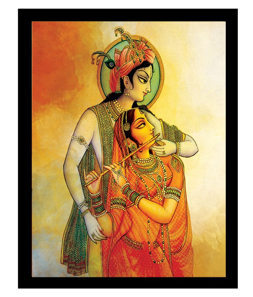 KALARKARI Radha krishna painting with frame without glass Canvas