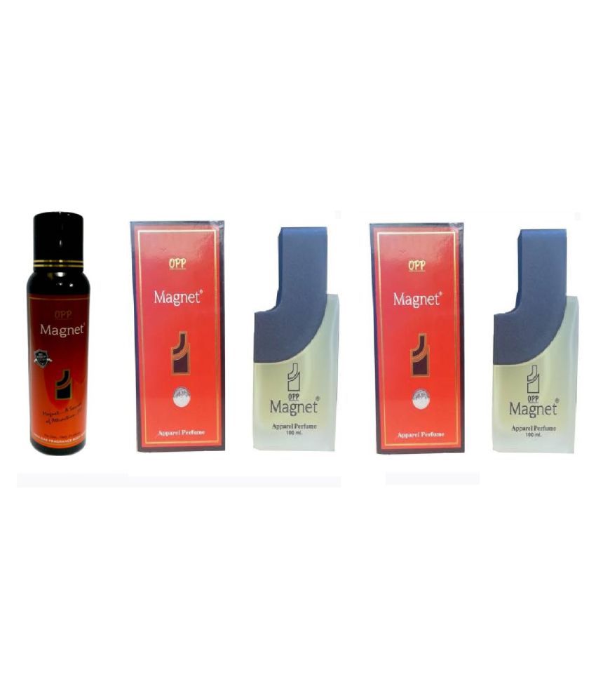     			OPP 1 Magnet Body spray 150 ml and 2 Magnet Apparel Perfume 100 ml each, (Pack of 3)