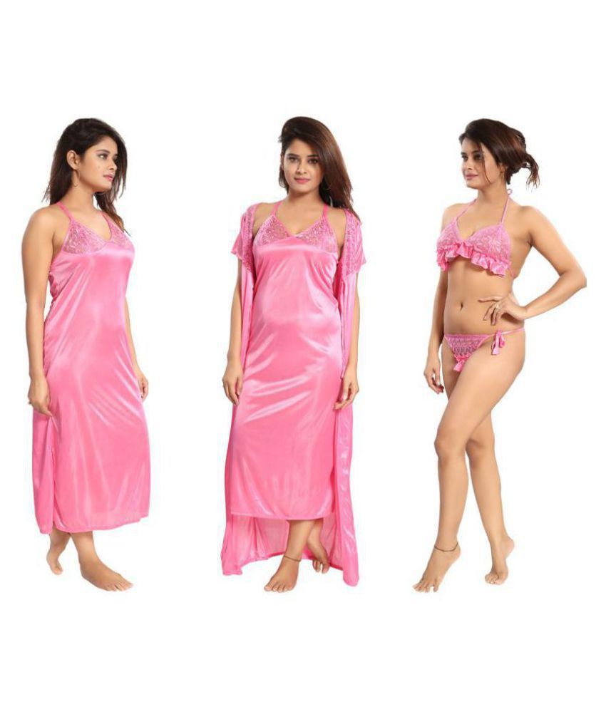     			Reposey Satin Nighty & Night Gowns - Pink