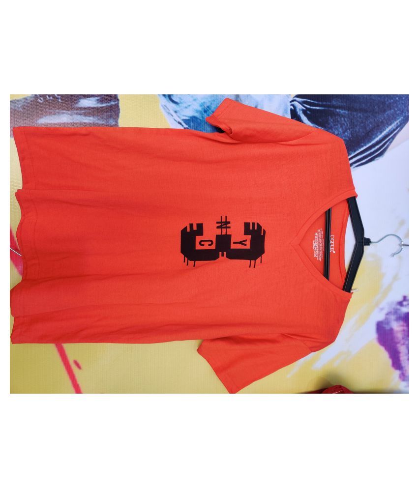 BRINK by Vishal Mega Mart Polyester Cotton Orange Printed TShirt Buy