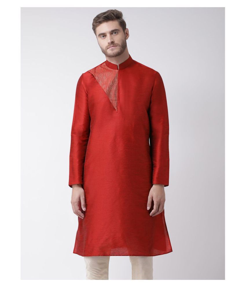     			Deyann Red Silk Blend Kurta Single