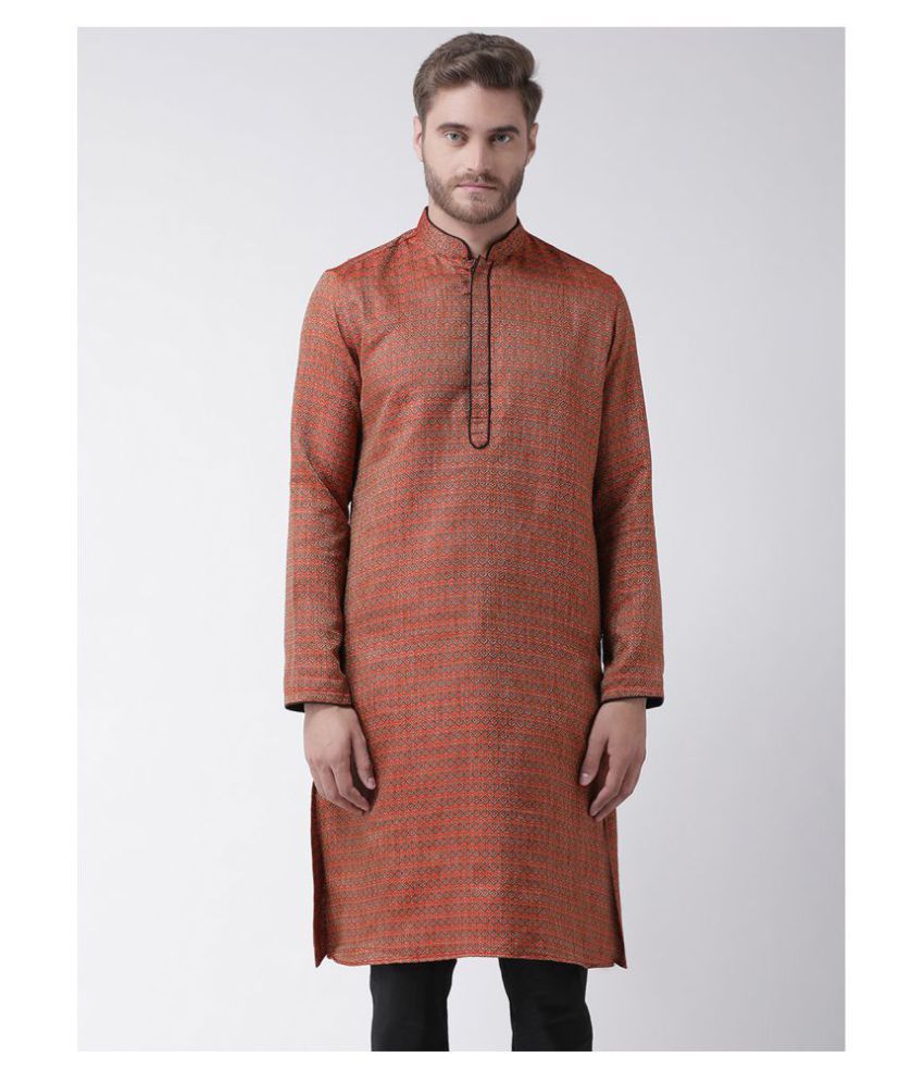     			Deyann Red Silk Kurta Single