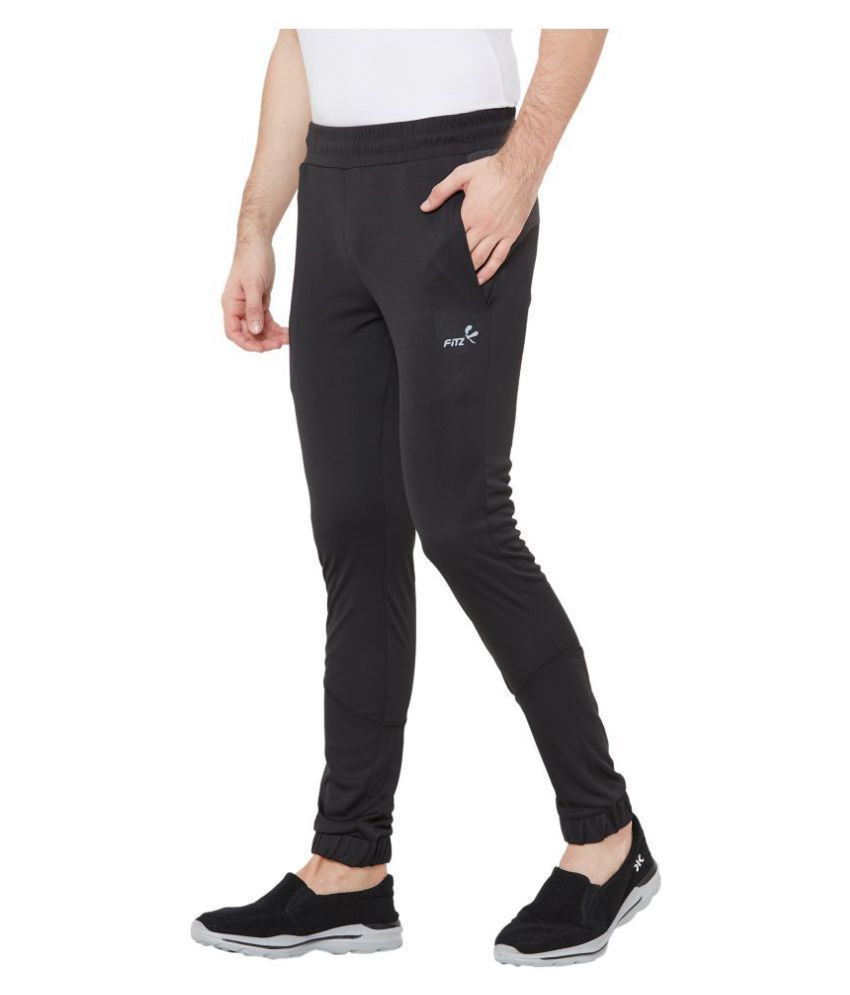 black polyester joggers