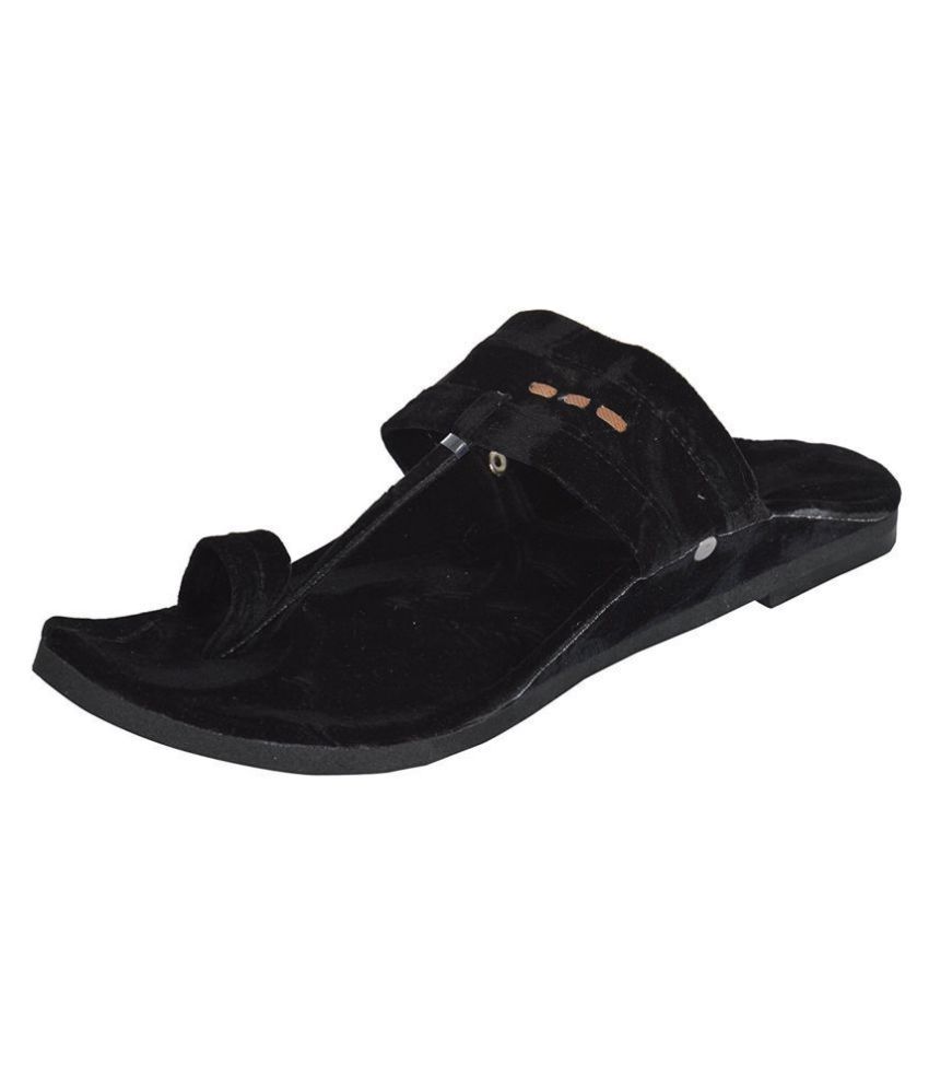 kolhapuri chappal black