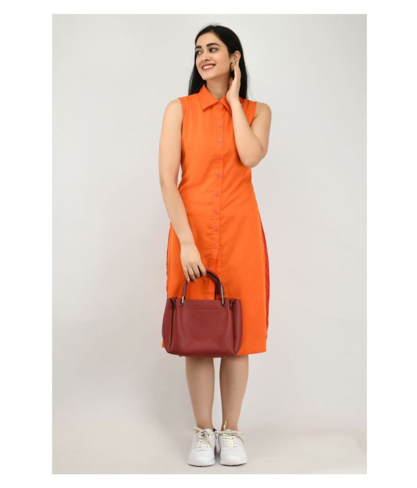 neon orange shirt dress