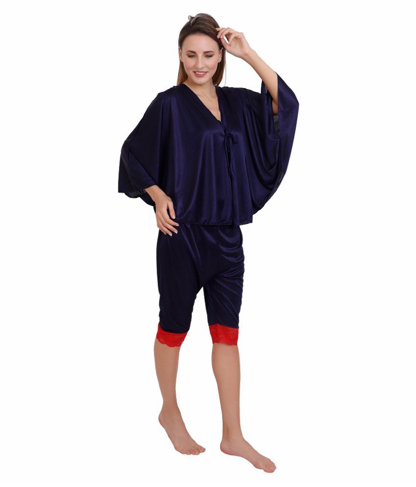Buy DILJEET Satin Night Capris - Navy Online at Best Prices in India - Snapdeal