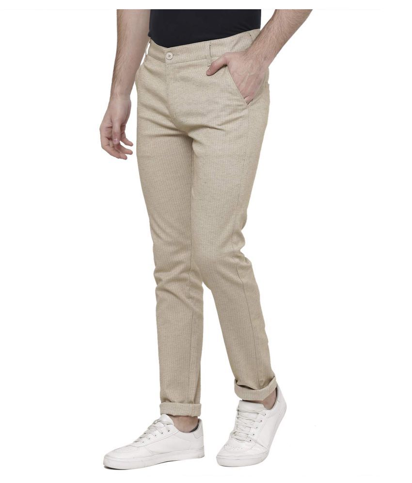 beige slim fit trousers