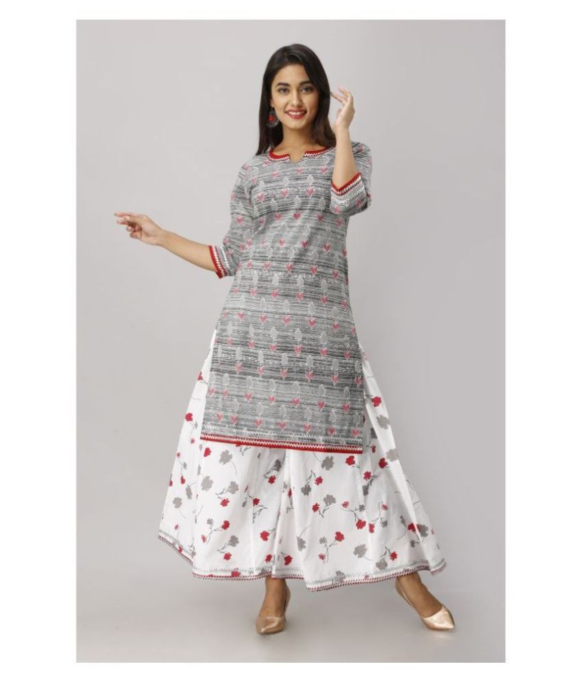 Fabric Fitoor Cotton Kurti With Palazzo - Stitched Suit