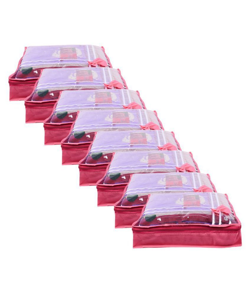     			Bulbul Pink Saree Covers - 8 Pcs