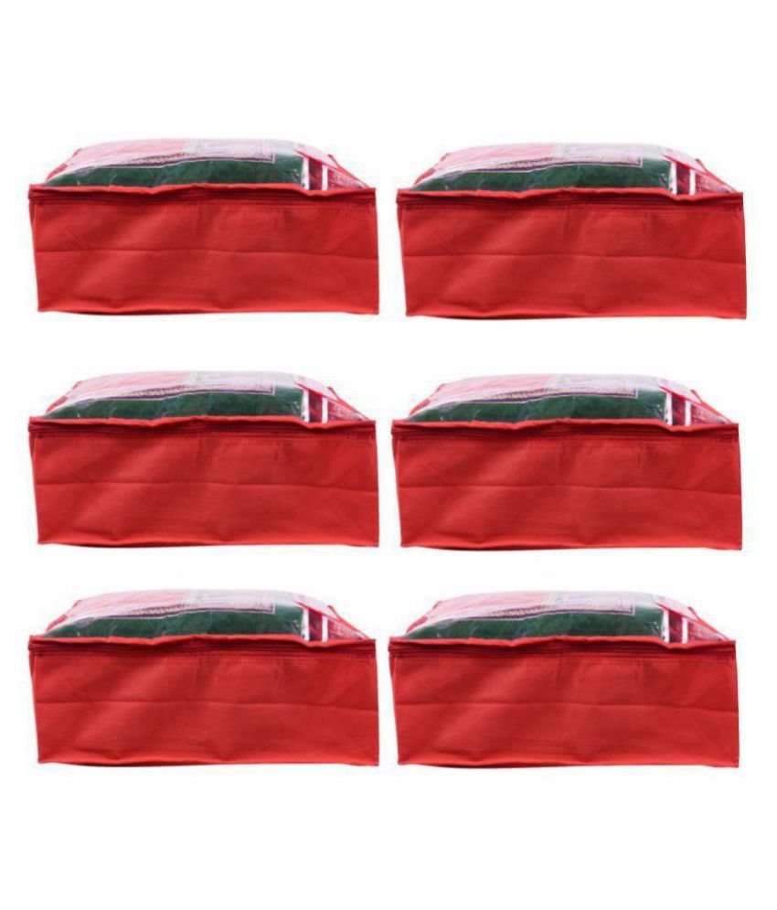 Bulbul Red Saree Covers - 6 Pcs