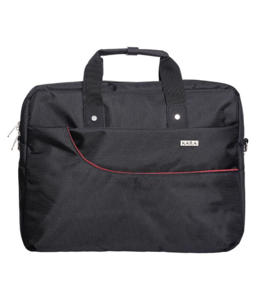 Kara Black Nylon Office Bag