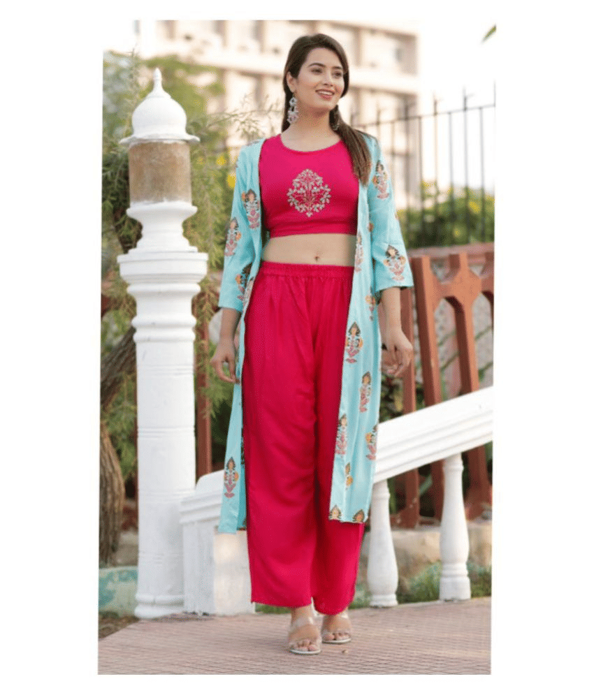 Keep Cart Rayon Ethnic Top With Palazzo 