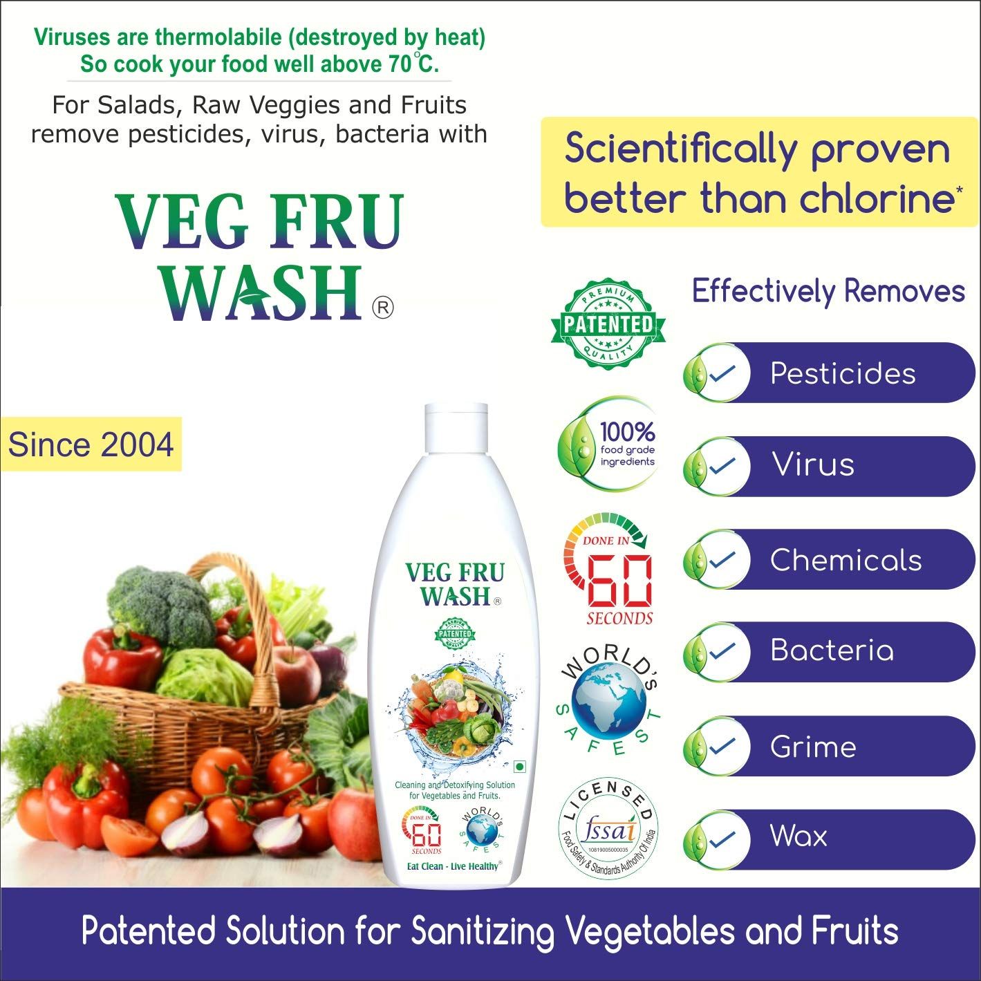 VEG FRU WASH Vegetable and Fruit Cleaner Made with Food Grade