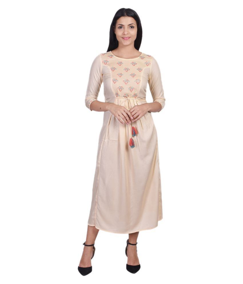     			SVARCHI - Beige Viscose Women's A-line Kurti ( Pack of 1 )