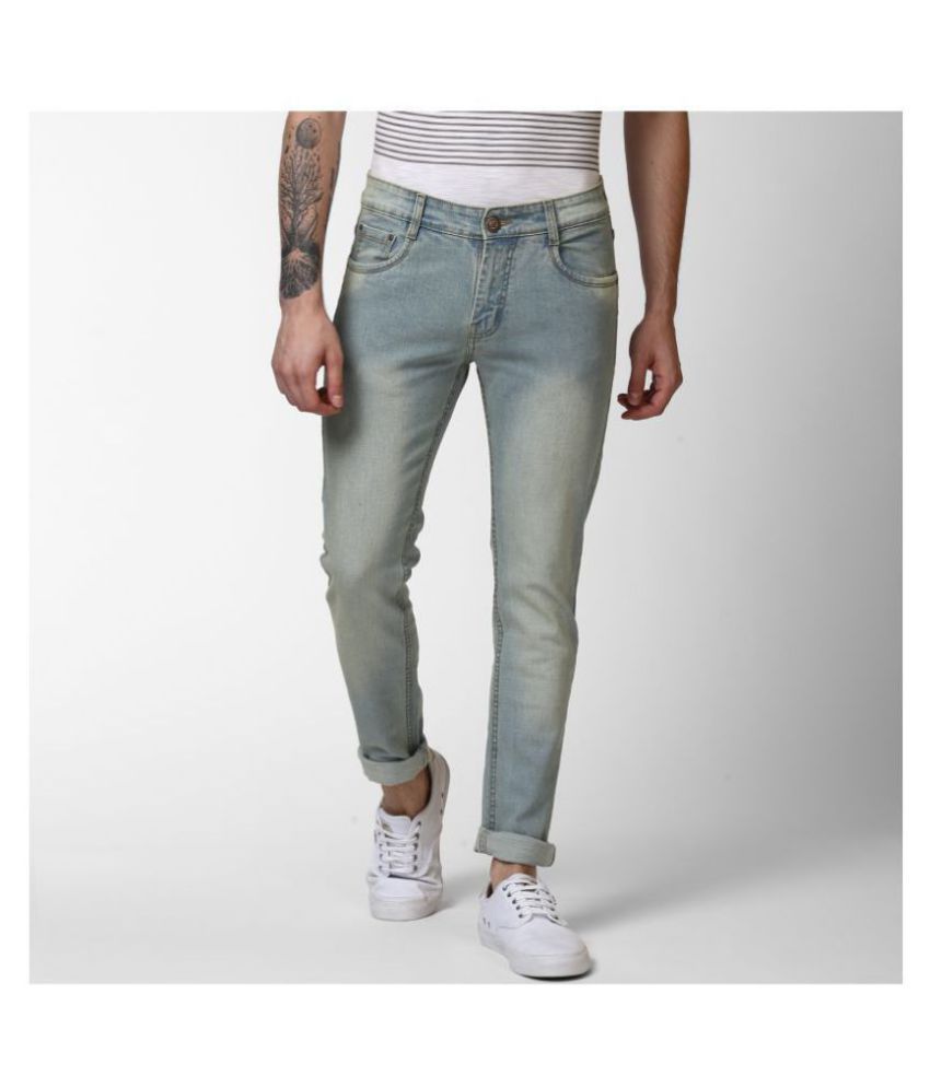     			BUKKL Turquoise Blue Slim Jeans