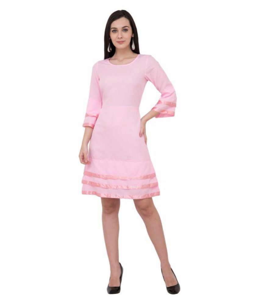 Karmic Vision Crepe Pink A- line Dress